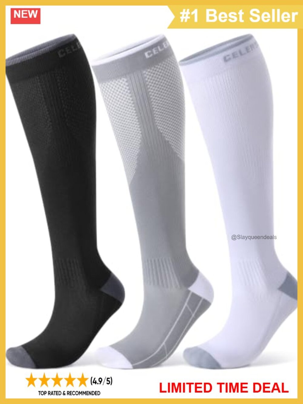 Compression Socks 20-30mmHg Knee High Nylon Running Athletic Socks